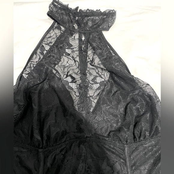 Sz S/M la vie en rose babydoll chocker  lingerie lace open back mesh dress NWT - Picture 6 of 9